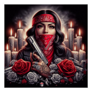 Gangster Girl Hip Hop chicano art Poster