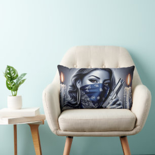 Gangster Girl Hip Hop chicano art Throw Pillow