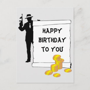 Gangster- Happy Birthday funny, customisable Postcard