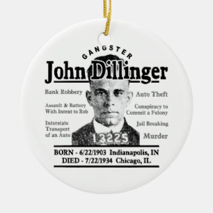 Gangster John Dillinger Ceramic Ornament