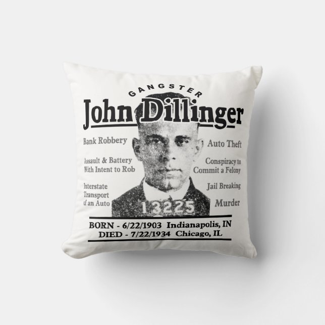 Gangster John Dillinger Cushion (Front)