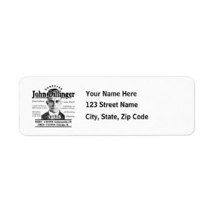 Gangster John Dillinger Return Address Label
