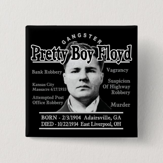 Gangster Pretty Boy Floyd 15 Cm Square Badge (Front)