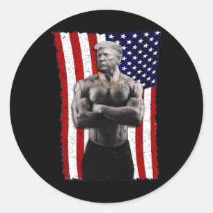 Gangster Pro Donald Trump Tattoo Republican Americ Classic Round Sticker
