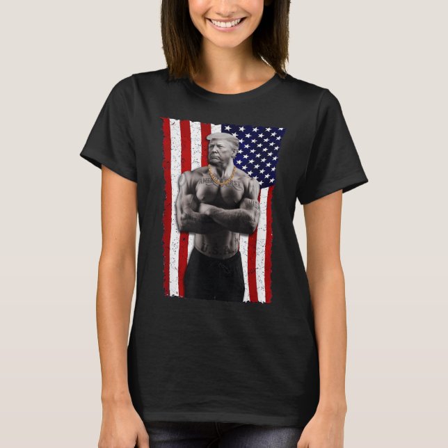Gangster Pro Donald Trump Tattoo Republican Americ T-Shirt (Front)