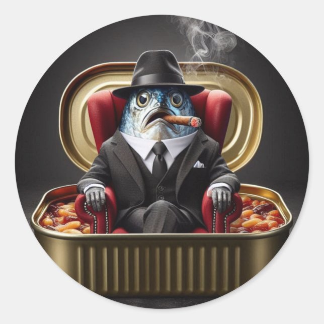  Gangster Sardine Don Fish Mobster Godfather Mood Classic Round Sticker (Front)