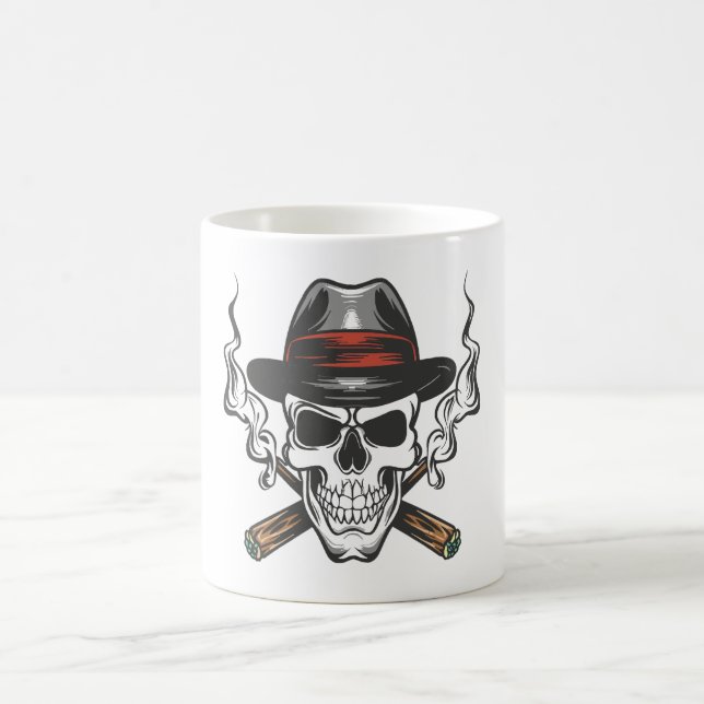 Gangster skull with fedora hat coffee mug (Center)