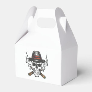 Gangster skull with fedora hat favour box