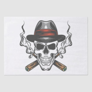 Gangster skull with fedora hat tissue paper