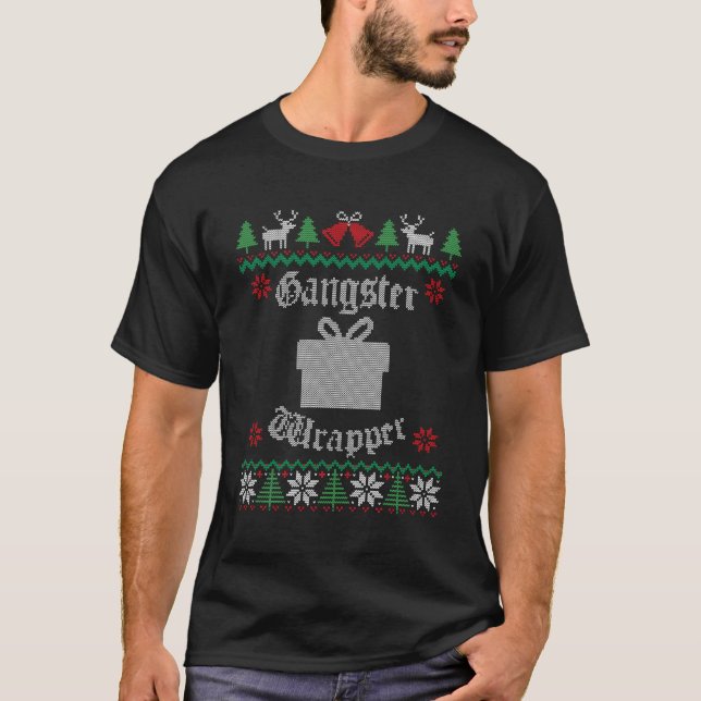 Gangster Wrapper Funny Ugly Sweater For Christmas (Front)