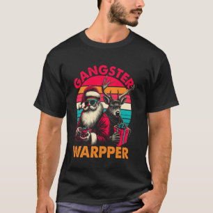 Gangster Wrapper Santa and Reindeer Christmas Men  T-Shirt