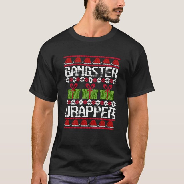 Gangster Wrapper Ugly Christmas Sweater Funny Pun  (Front)