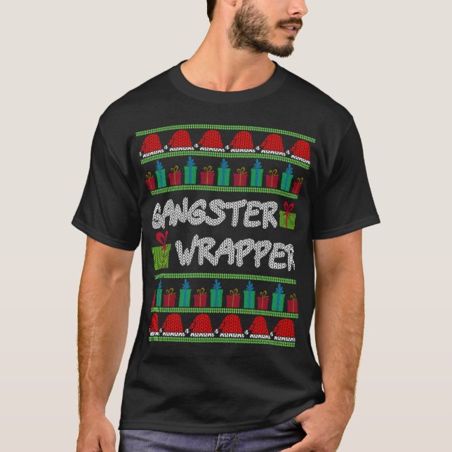 Gangster Wrapper Ugly Christmas Sweater Funny Pun  (Front)