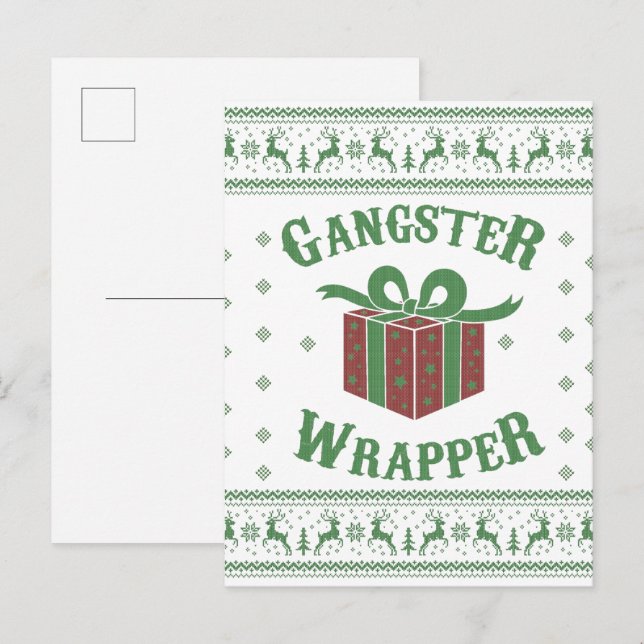 Gangster Wrapper Ugly Sweater Postcard (Front/Back)