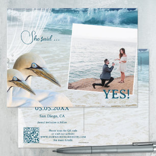 Gannet Beach QR Code Photo Save the Date Announcement Postcard