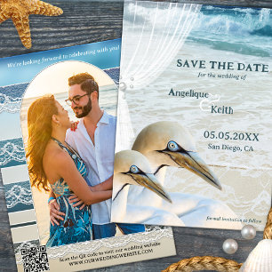 Gannet Beach QR Code Photo Save the Date Card