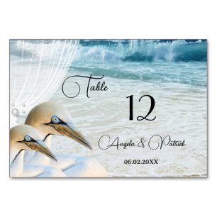 Gannets Beach Wedding Table Number Card