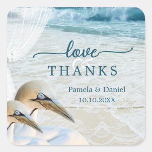 Gannets Elegant Beach Wedding Thank You Sticker