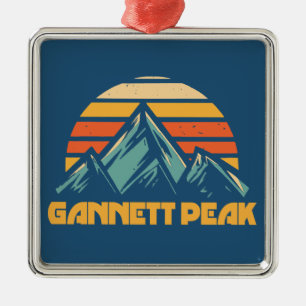 Gannett Peak Retro Turquoise Metal Ornament