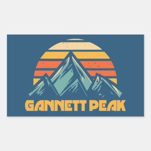 Gannett Peak Retro Turquoise Rectangular Sticker