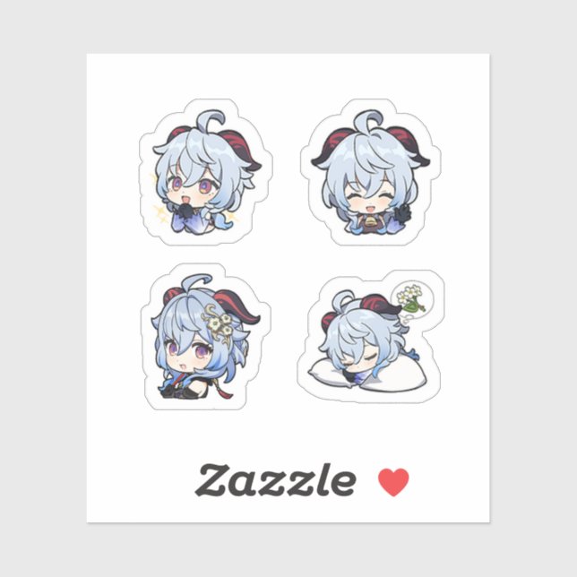 Ganyu Genshin Impact 4 Pack Sticker Sheet Extra Pa (Sheet)