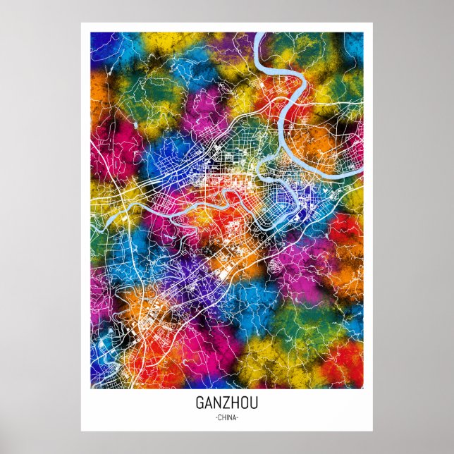 Ganzhou China City Map Poster (Front)