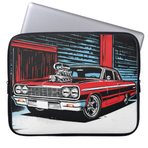 Garage Beast Red Pop Art Cruiser Laptop Sleeve