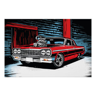 Garage Beast Red Pop Art Cruiser Poster