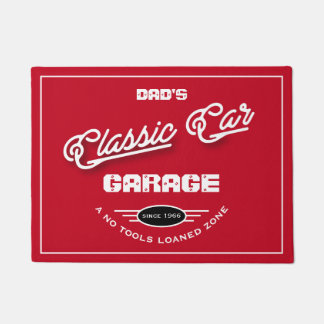 Garage Classic Car Any Name Red White Retro  Doormat