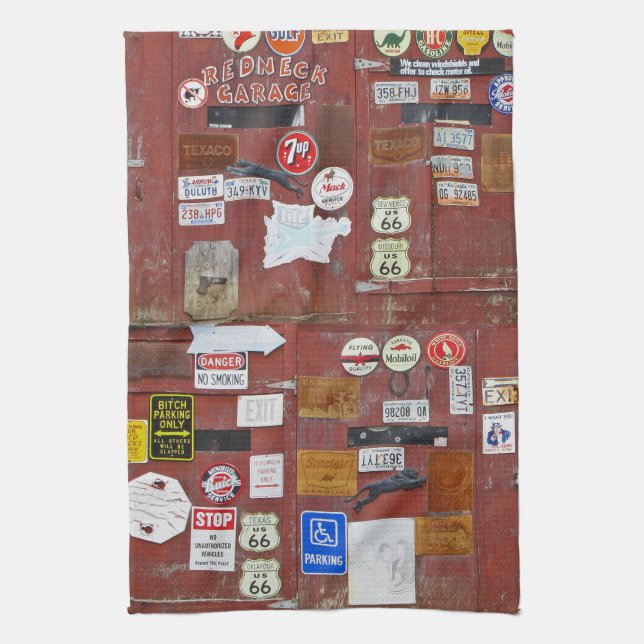 Garage Door Memorabilia Tea Towel (Vertical)