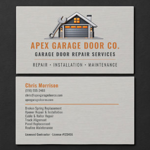 Garage Door Repair Metallic Professional Business Card