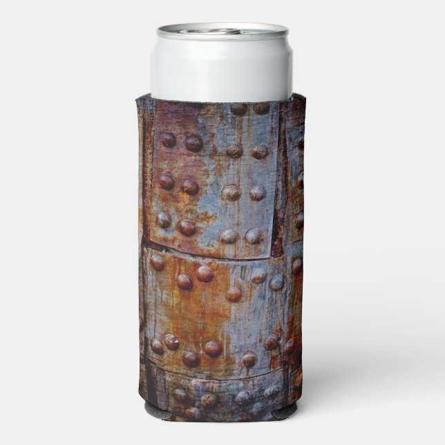 Garage Grunge Metal Image Add Custom Name Seltzer Can Cooler (Seltzer Back)