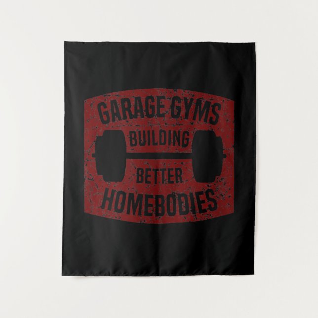 Garage Gyms Building Better Homebodies Barbell Gym Tapestry (Front)