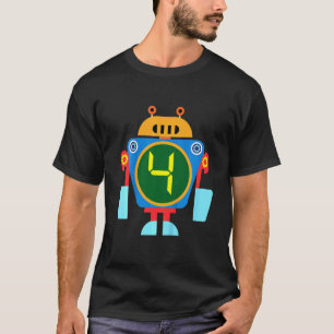 Garage Kids Little Robot Birthday 4th Birthday Tec T-Shirt