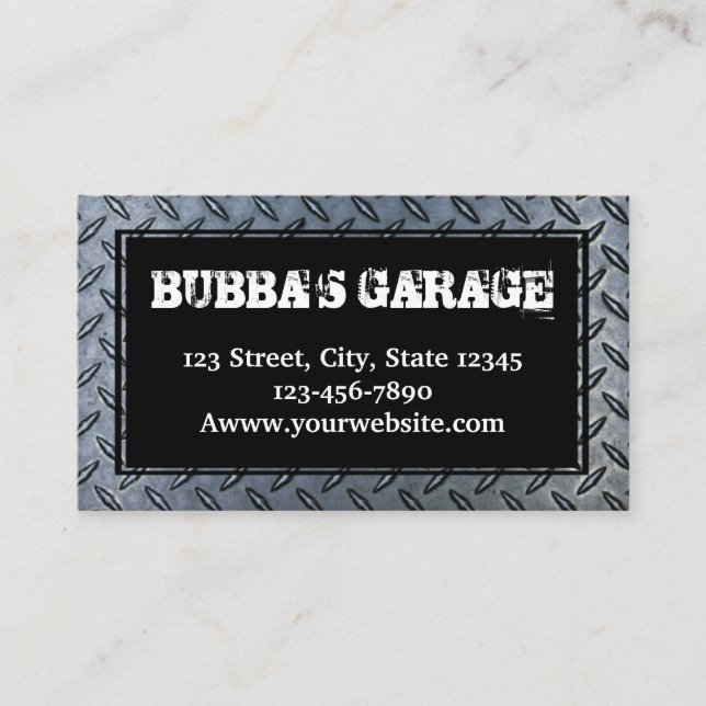 Garage Mechanic Metal Tread Tire Men’s Grunge Business Card (Front)