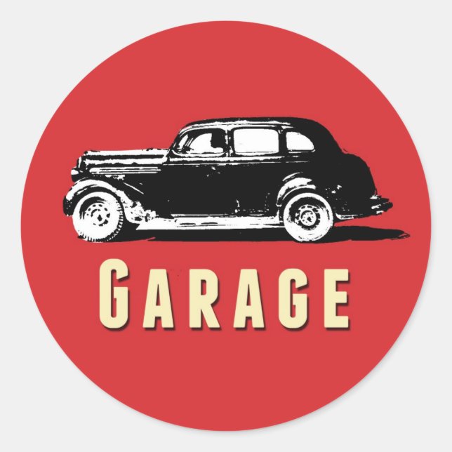 Garage Moving Retro Car Label Sticker (Front)
