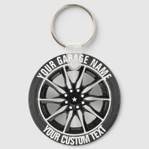 Garage Or Car Repair Owner Car Wheel On Steel Key Ring