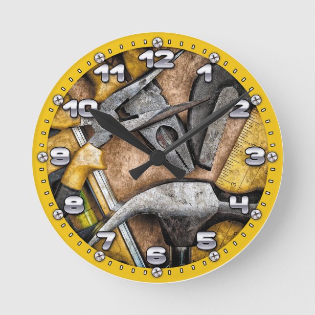 Garage Tools Man Cave Wall Clock (Front)