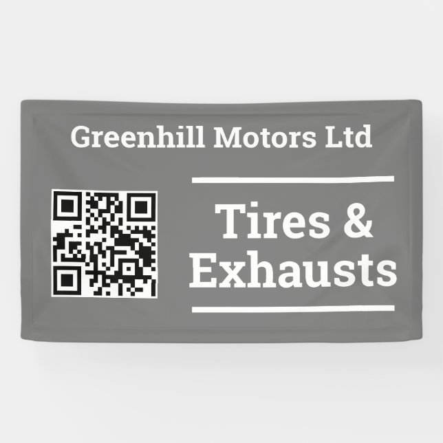 Garage Vehicle Servicing Design with QR Code Banner (Horizontal)