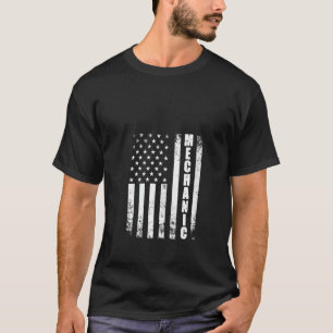 Garage Womens Mechanic American Flag Vintage Funny T-Shirt