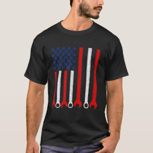Garage Wrench Flag Vintage Fathers Day Patriotic M T-Shirt