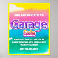 Garage Yard Sale Pink Glitter Pastel Stripes