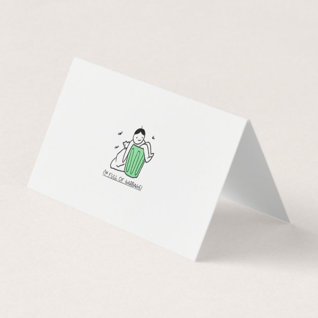 garbage can and a mean quote business card (Front)