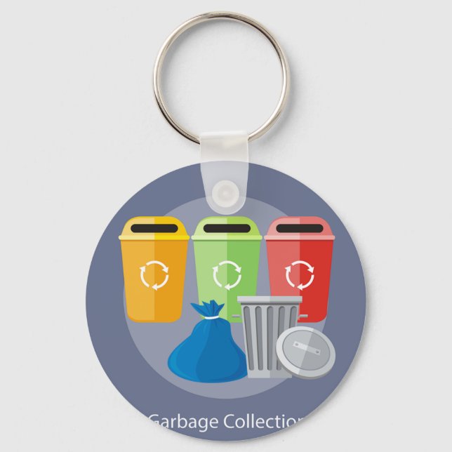 Garbage Collection Waste Management Recycling Key Ring (Front)
