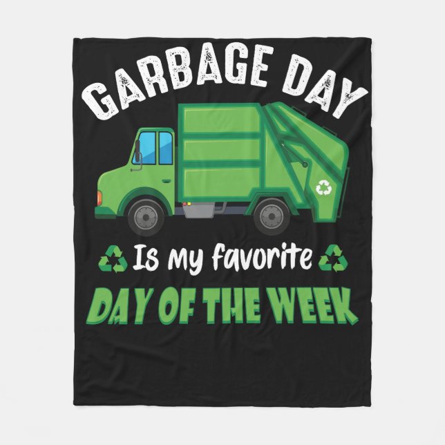 Garbage Day Kids City Garbage Truck Fleece Blanket (Front)