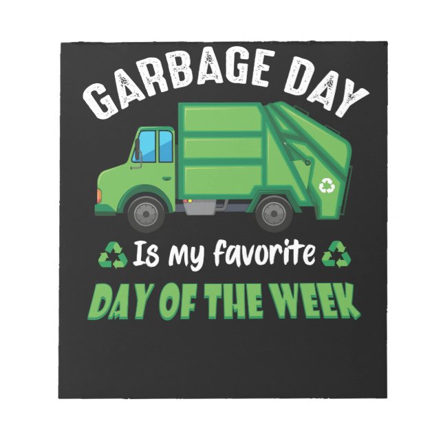 Garbage Day Kids City Garbage Truck Notepad (Front)