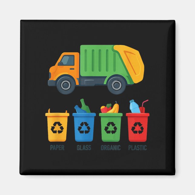 Garbage Day Recycling Truck Kids Boys Toddlers Gir Magnet (Front)