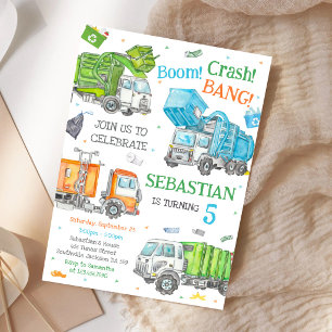 Garbage Dump Truck Birthday Invitation