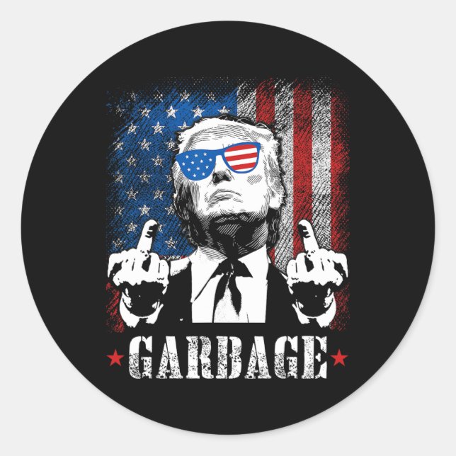 Garbage For Trump 2024 Funny Us American Flag Men  Classic Round Sticker (Front)