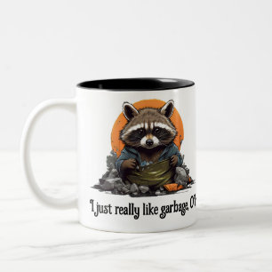 Garbage liking raccoon Two-Tone coffee mug
